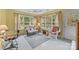 Cozy sun room with ample natural light, floral seating, and a door to the outdoors at 1401 Thompson Ave, Charlotte, NC 28216