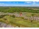 Aerial view of a home surrounded by green spaces and community amenities including a nearby lake and golf course at 194 Canada Dr, Statesville, NC 28677