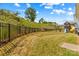 Fenced backyard featuring grass and a playground with slide, swings, and climbing structure at 194 Canada Dr, Statesville, NC 28677