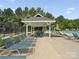 Enjoy the shade in this community pool area, which includes many lounge chairs and picnic tables under a gazebo at 2137 Midnight Blue Ln, Fort Mill, SC 29708