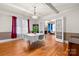 Spacious dining room with hardwood floors, a chandelier, and entry to living room at 218 5Th Se St, Hickory, NC 28602