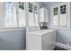Functional laundry room with a washer, dryer, and two bright windows at 218 5Th Se St, Hickory, NC 28602