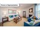 Bright living room features a fireplace, large windows, and coordinated blue accents at 3018 Sassafras Trl, Gastonia, NC 28056
