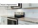 Close-up of a modern kitchen featuring granite countertops and stainless steel appliances at 3412 Lacebark Ln, Gastonia, NC 28056