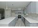 Beautiful kitchen with gray cabinets, stainless appliances, and stylish pendant lighting at 4006 Scarlet Dr # 29, Matthews, NC 28104