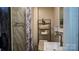This bathroom features a unique shower curtain and a modern sink, maximizing functionality in a compact space at 403 3Rd Nw St, Conover, NC 28613