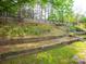 A terraced backyard features retaining walls, steps and a wooded fence line at 4148 Shasta Cir, Clover, SC 29710
