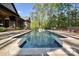 Inviting backyard pool with a sleek design, surrounded by a spacious patio and lush landscaping at 425 W North Corner Rd, Lancaster, SC 29720