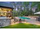 Outdoor oasis featuring a pool, patio, fire pit, and covered porch with grill at 425 W North Corner Rd, Lancaster, SC 29720