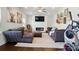 Spacious living room with a modern fireplace, recessed lighting, and plush furniture at 4321 Hornyak Dr, Monroe, NC 28110