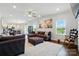 Open-concept living area with hardwood floors, modern furniture, and an adjacent dining area at 4321 Hornyak Dr, Monroe, NC 28110