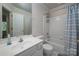 Cozy bathroom featuring a shower-tub, modern vanity and an ample mirror at 510 N Alexander St, Charlotte, NC 28202