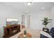 Cozy living room with a fireplace, comfortable seating, and modern decor at 528 Rock Skip Way, Fort Mill, SC 29708