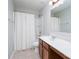 Bathroom featuring a single sink vanity and a shower/tub combo at 726 Centennial St, Gastonia, NC 28056