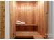 Wood sauna features a bench, wooden walls and flooring at 828 N 6Th St, Albemarle, NC 28001