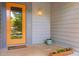 Close-up of the front door, displaying its bright orange color and stylish design at 901 Southland Rd, Huntersville, NC 28078