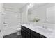 Bathroom with double sink vanity, neutral color scheme, and shower at 1308 Stone Marker Dr, Monroe, NC 28112