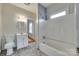 Bright bathroom with a tub and shower combination and updated vanity at 146 Walnut St, Chester, SC 29706