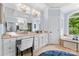 Bright main bathroom vanity with a large window and tub at 1806 Asbury Hall Ct, Charlotte, NC 28209