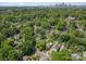 Aerial view showcasing neighborhood with a tree-lined street and city skyline at 2125 Chatham Ave, Charlotte, NC 28205