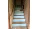 Basement stairway with painted steps and cinder block walls, offering access to the lower level at 3063 Liledoun Rd, Taylorsville, NC 28681