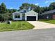 Charming single-Gathering home featuring a modern white facade, black garage door, and a well-manicured lawn at 418 W Westview St, Gastonia, NC 28052