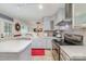 Modern kitchen with marble backsplash and countertops, plus sleek stainless steel appliances at 636 Sadler Glen Dr, Charlotte, NC 28214