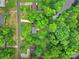 Aerial view of a home surrounded by lush trees near a quiet residential road at 7531 Linda Lake Dr, Charlotte, NC 28215
