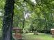 Secluded backyard with gazebo, picnic table, and plenty of shade trees at 7531 Linda Lake Dr, Charlotte, NC 28215