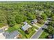 Aerial view of a lovely home nestled among mature trees in a desirable neighborhood at 806 Mcgregor Ne Dr, Concord, NC 28025