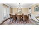 Formal dining room with elegant chandelier, large windows, and classic wainscoting at 107 Waterhouse Ct, Mooresville, NC 28117