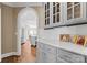 View of the kitchen showing quartz countertops and white subway tile backsplash at 107 Waterhouse Ct, Mooresville, NC 28117
