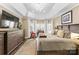 Main bedroom features a tray ceiling, a large window and dark wood furnishings at 107 Waterhouse Ct, Mooresville, NC 28117