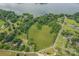 An aerial view shows the generous land and lakefront access of this beautiful property and surrounding neighborhood at 4749 16Th Street Ne Dr, Hickory, NC 28601