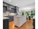 Modern kitchen featuring gray cabinetry, a center island, and stainless steel appliances at 4749 16Th Street Ne Dr, Hickory, NC 28601