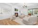 Bright living room with fireplace, hardwood floors, and designer lighting, perfect for relaxation at 632 Dorothy Dr, Charlotte, NC 28203
