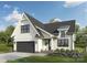 Charming two-story white modern farmhouse with black trim, landscaping, and attached two car garage at 105 Wharf Ln # 1, Statesville, NC 28677