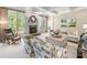Comfortable living room featuring a fireplace, large windows, and stylish furnishings at 10716 Meg Meadow Dr, Mint Hill, NC 28227