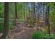 Backyard firepit area with seating surrounded by lush trees, creating a cozy outdoor space at 202 Whitmyre Ct, Fort Mill, SC 29715