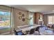 Stylish dining room with fireplace, modern furniture, and ample natural light creates an inviting atmosphere at 3068 Ora Smith Rd, Lincolnton, NC 28092