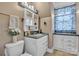 Bathroom featuring tiled flooring, modern lighting and a built in vanity at 3101 Hickory Hwy, Statesville, NC 28677