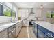 Modern kitchen with white cabinetry, stainless steel appliances, an island with seating, and plenty of light at 3538 Saker Ln, Charlotte, NC 28211