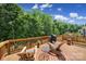 Spacious wooden deck with outdoor seating, grill, and wooded view perfect for relaxing and entertaining at 5101 Helmsworth Dr, Waxhaw, NC 28173