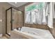 Bright bathroom features a tiled shower, soaking tub, and natural light from a window at 728 Palmers Pl, Rock Hill, SC 29730