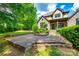Backyard showing a large brick patio with lush landscaping and green lawn, providing an outdoor living space at 8239 Victoria Lake Dr, Waxhaw, NC 28173