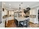 Bright kitchen features an oversized island, stainless steel appliances, dark wood floors, and stone backsplash at 8239 Victoria Lake Dr, Waxhaw, NC 28173