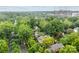 A high aerial view, revealing the property nestled among lush trees in the neighborhood at 920 Queens Rd, Charlotte, NC 28207