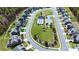 Aerial view of homes surrounding a neighborhood pool in a well-maintained community at 1150 Hearth Sw Ln, Concord, NC 28025