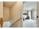 Hallway leading to bedroom with neutral color and carpeting at 15306 Gower Ct, Charlotte, NC 28278