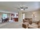 Spacious living room open to kitchen and dining with cozy seating at 1774 Wintertide Rd, Jefferson, SC 29718